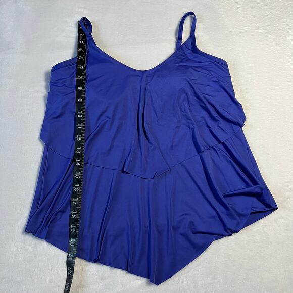 Soma Sleeveless Tiered Layered Handkerchief Hem Tankini Size 10 Vacation Resort - Picture 8 of 9